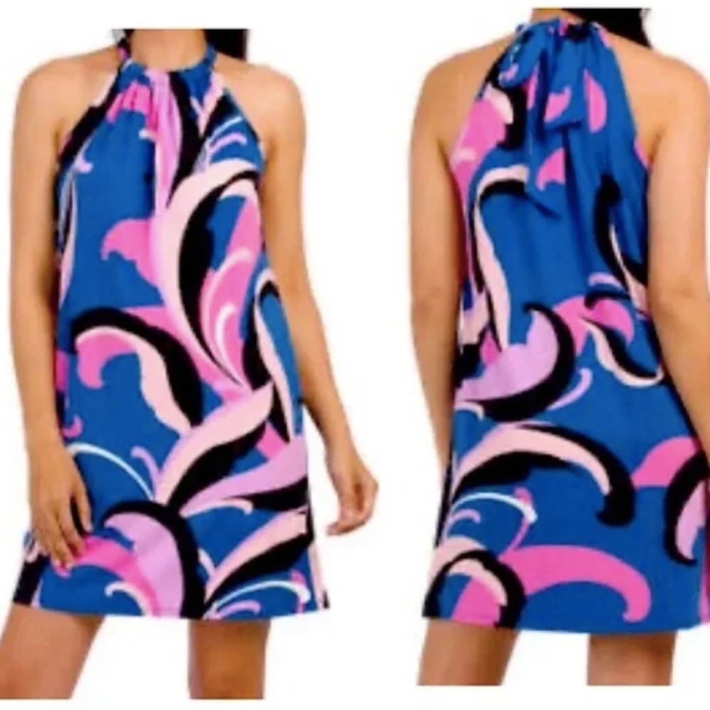 Trina Turk Halter and tie back Mini Dress